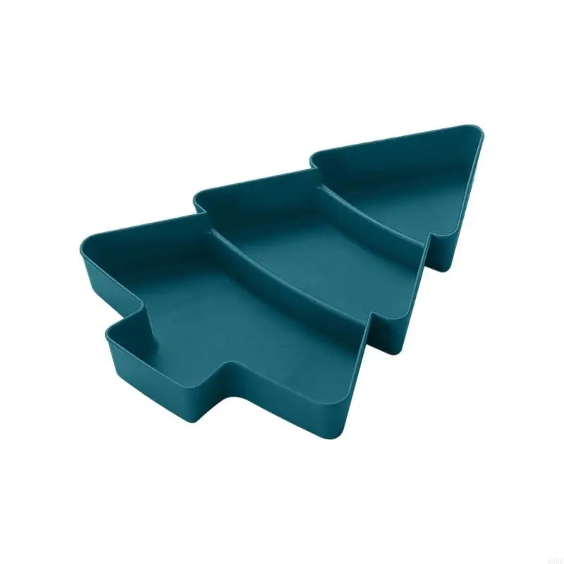 A0KE Multiple Section Holiday Snacks Tray Plastic Christmas Tree Designs for Candy Nut and Party Serving