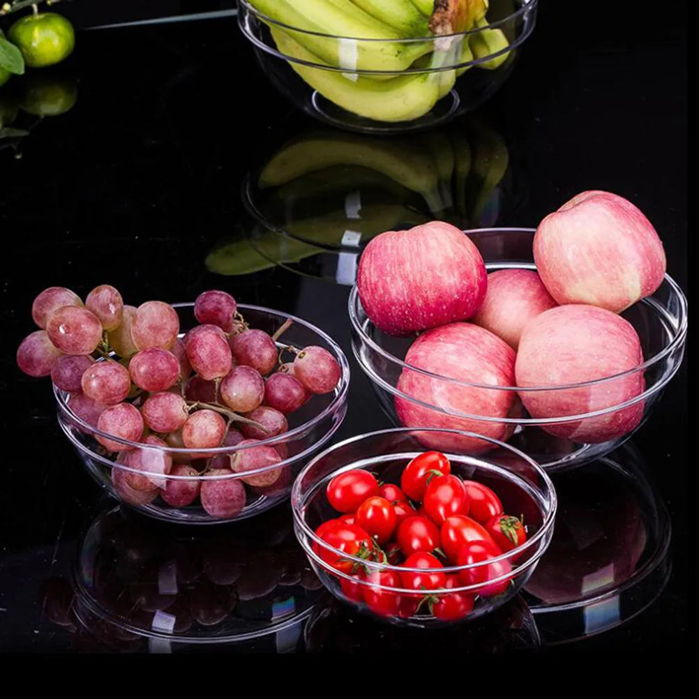 1Pcs Premium Acrylic Salad Bowl Scratch Resistant Round Transparent Bowl for Cold Food Serving 20x8.5cm Gatherings Receptions