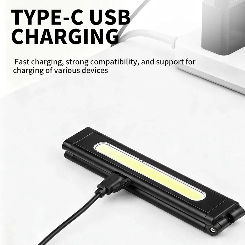 Mini LED Flashlight USB-C Rechargeable with Ruler, Multi-Source Lighting, Hidden Screwdriver Tool Kit, Magnetic Work Light