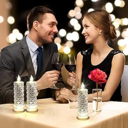 Crystal Candles LED Light Transparent Flameless Battery Power Lantern Night Lamp Wedding Party Birthday Xmas Halloween Decor