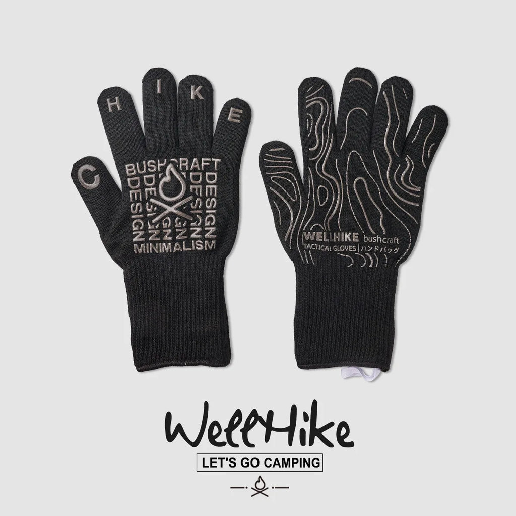 Heat-Resistant & Flame Retardant Camping Gloves,for Grilling, Baking, Barbecue Silicone Knitted Oven Mitts,Kitchen BBQ Gloves