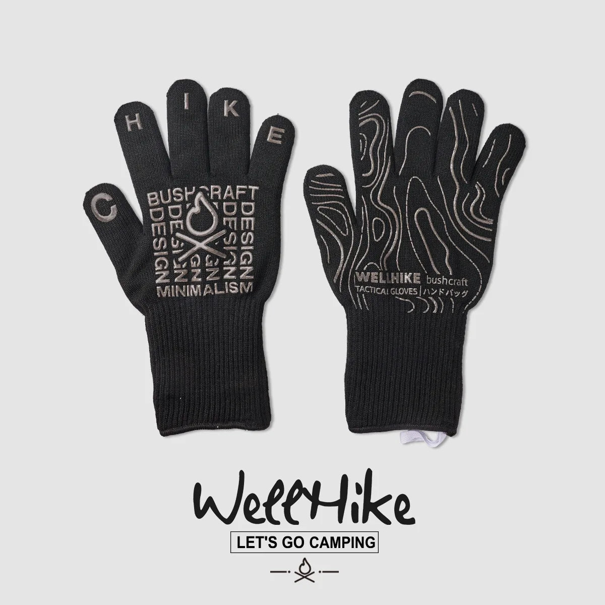 Heat-Resistant & Flame Retardant Camping Gloves,for Grilling, Baking, Barbecue Silicone Knitted Oven Mitts,Kitchen BBQ Gloves