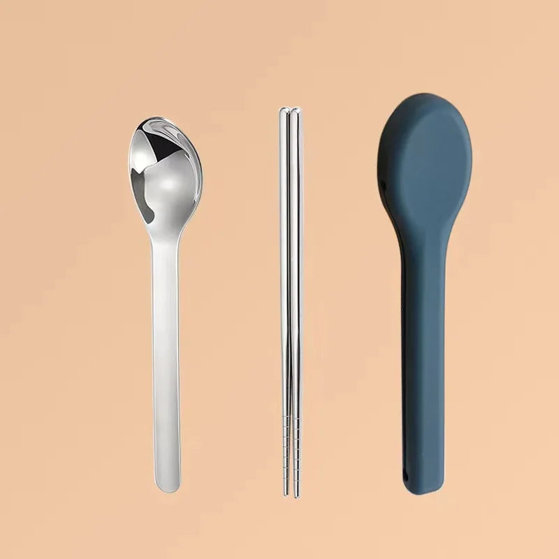3-Piece Portable Flatware Pocket Utensils Set  Fork Spoon Knife Set with Case for Lunch Travel Camping School Work Picnics