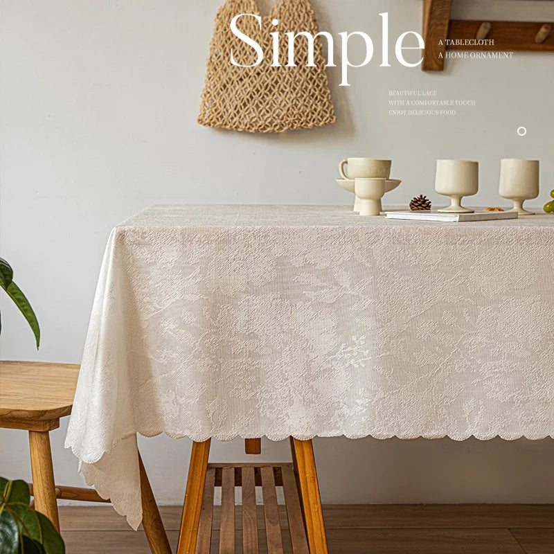 1pc﻿ Tablecloths Fabric Tassel Tablecloth Dust-Proof Table Cover for Kitchen Dinning Tabletop Home Decoration Everyday Use ﻿ ﻿