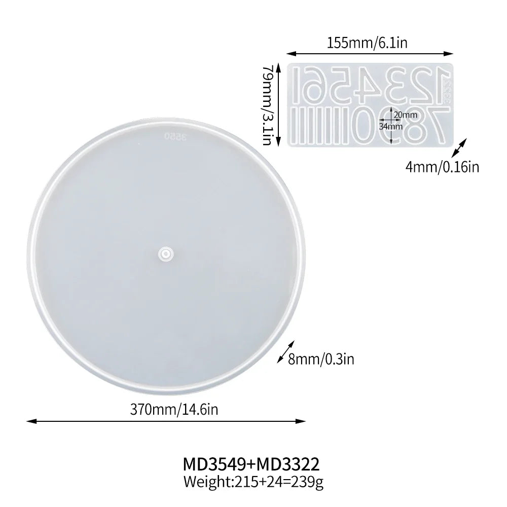 DM283 Round Roman Numerals Epoxy Resin Clock Silicone Mold DIY Wall Hanging Ornaments Moldes Para Resina Epoxi Manualidades