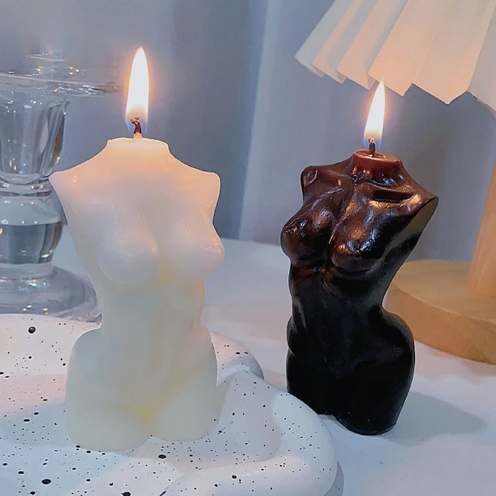 Female Torso Body Shape Scented Candle for Home Decor – Artistic Body Shape Soy Wax Candle, 10cm Mini Figurine Gift