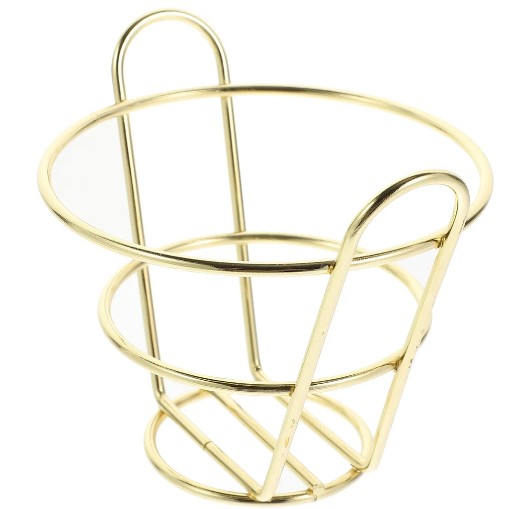 Fried Chicken Basket Metal Cone Snack Holder Hollow Wire Fry Basket Iron Food Serving Container Kitchen Bar Utensil