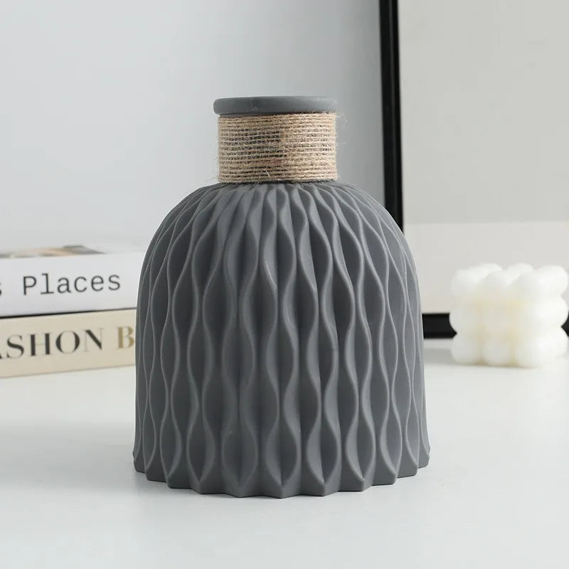1/2Pcs Water Ripple Vase Rope Plastic Flower Pot Arrangement Modern Nordic Style Home Living Room Desktop Decoration Ornament