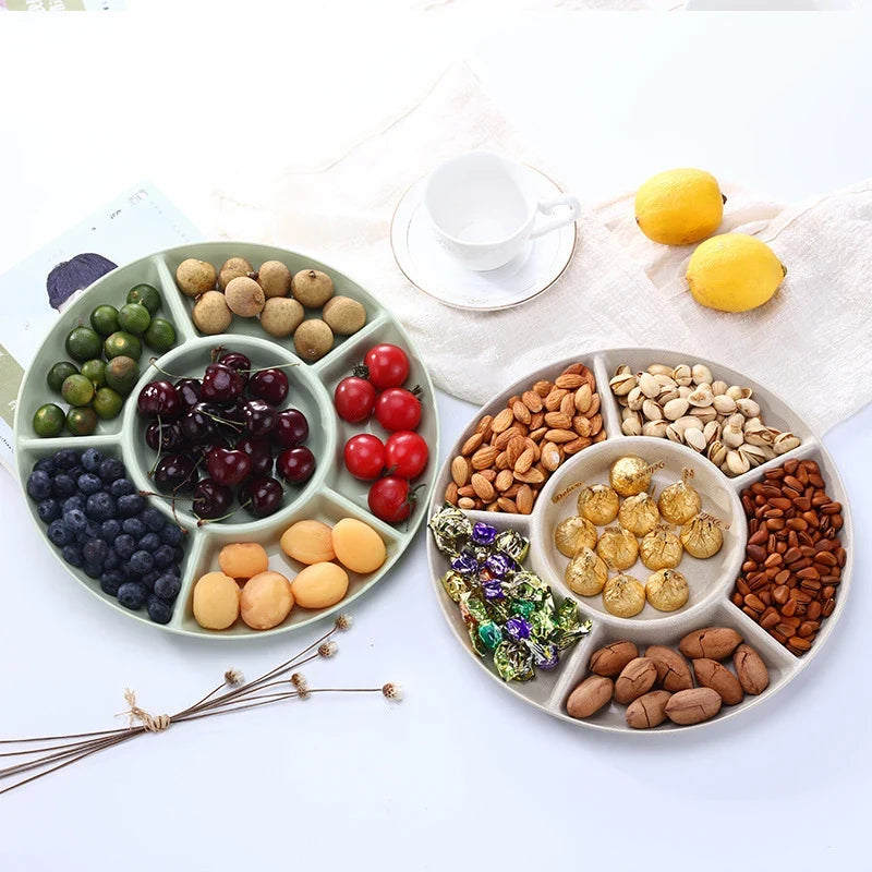 6-Compartment Food Storage Tray Fruit Snack Plate Appetizer Serving Platter
