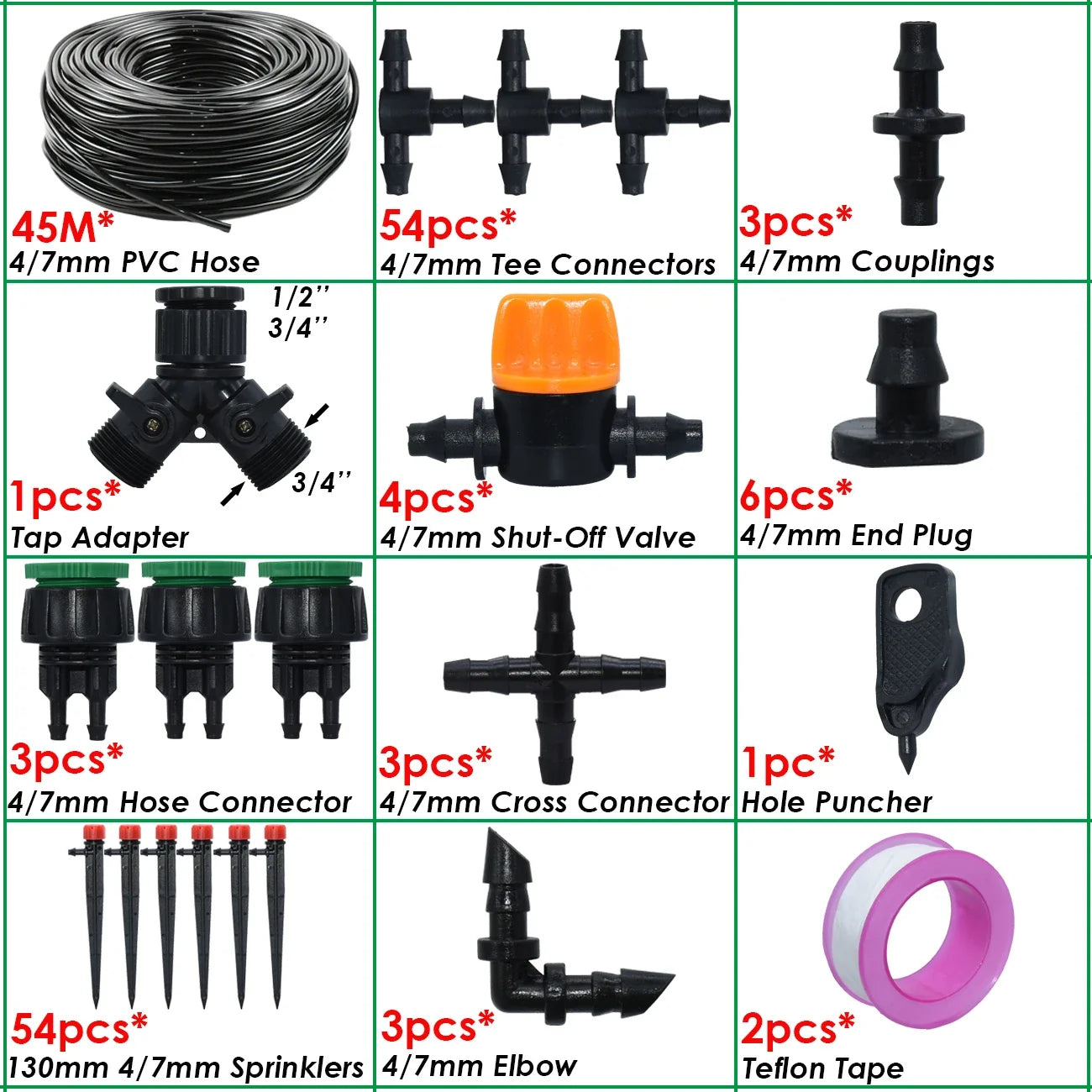 KESLA 1/4'' Hose Garden Micro Drip Irrigation Automatic Watering System Kit 13CM Sprinkler for Pot Flowers Vegetables Greenhouse
