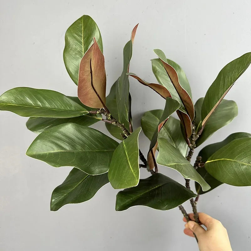2pcs Artificial Flowers Magnolia Leaf Green Plants Plastic Simulation Magnolias Leaves Plant Floral Home Balcony Decoration