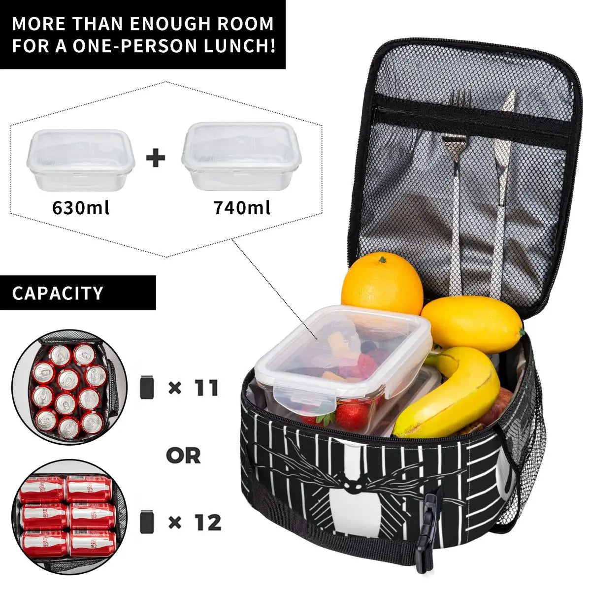 The Nightmare Before Christmas Stuff Insulated Lunch Bags Large Reusable Cooler Bag Tote Lunch Box