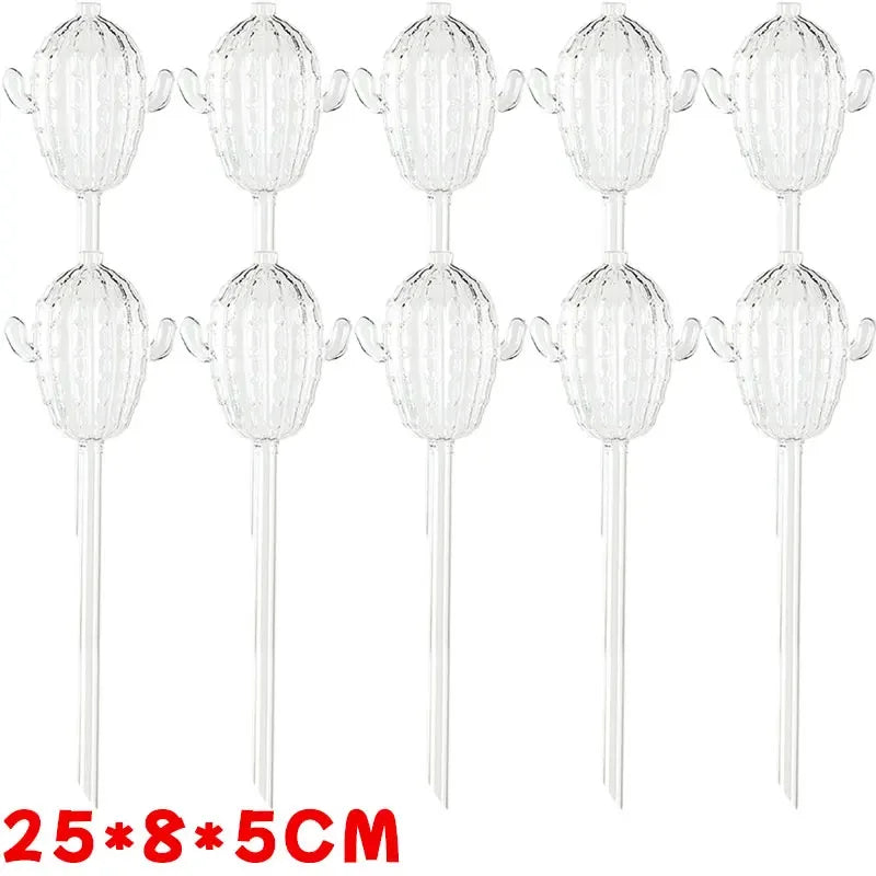 Unique Clear Plant Watering Can Cactus Shape Auto Irrigation Device Efficient Flows Water Tool Supply Outdoors Garden Equipment