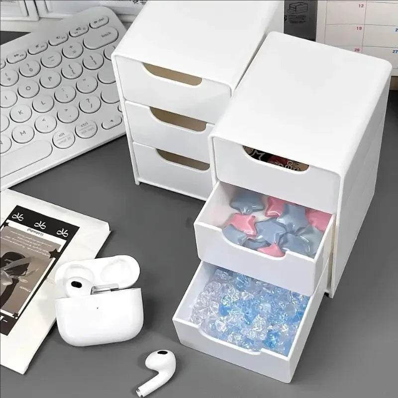 3-Tier Organizers Desktop Organizer With Drawers Storage Desk Stationery Office Accessories Plastic Drawer School Supplies