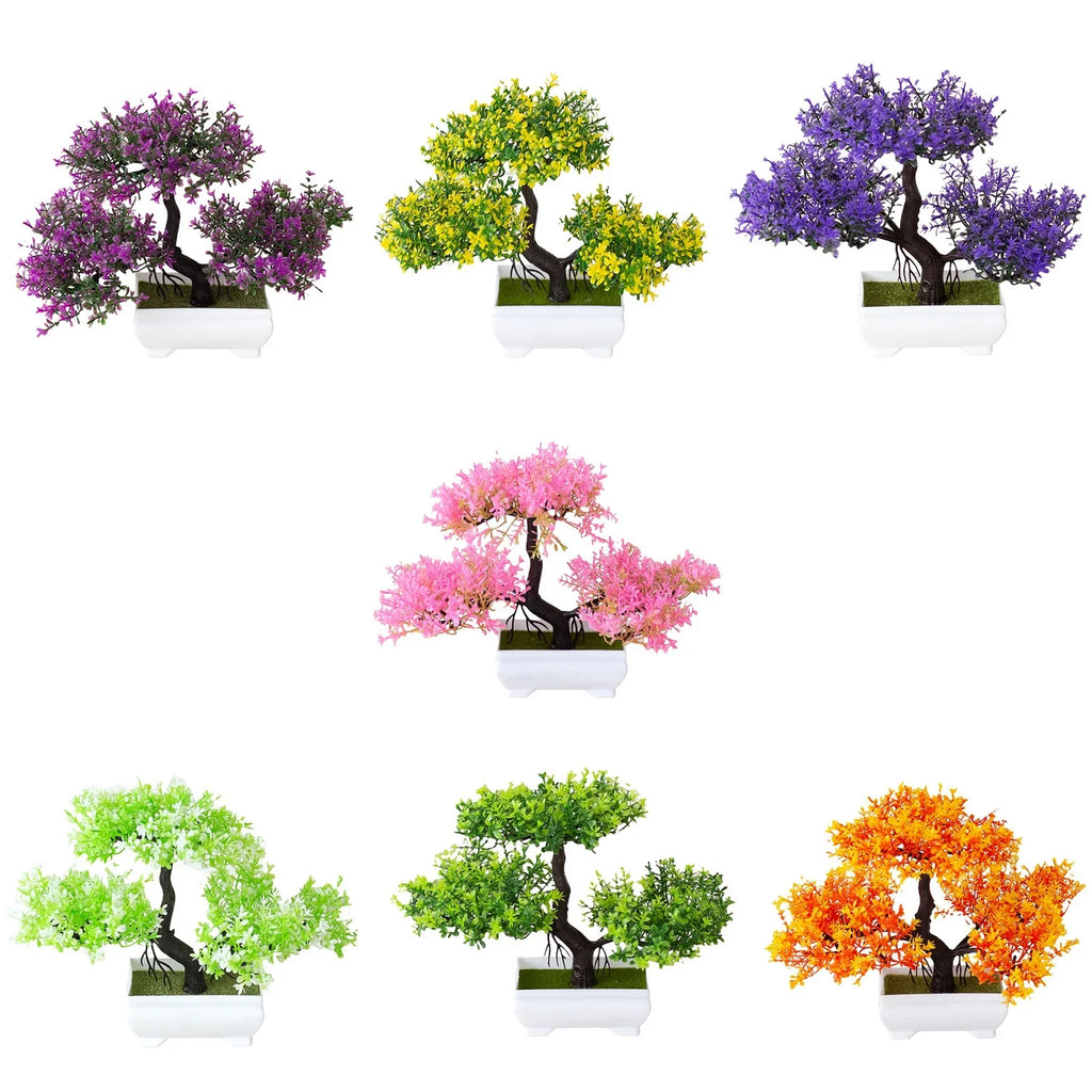 Artificial Plants Bonsai Small Tree Pot Fake Plant Flowers Potted Bonsail For Home Room Table Balcony Garden Arrangement Decor