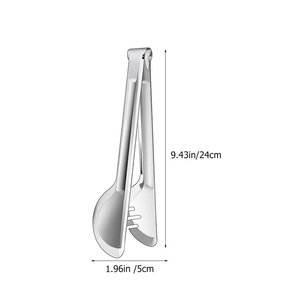 1 set 1 Set Stainless Steel Flatware Set Compact Food Tong Spoon Fork For Outdoor Bbq Restaurant Home Hotel Buffet Party Kitchen
