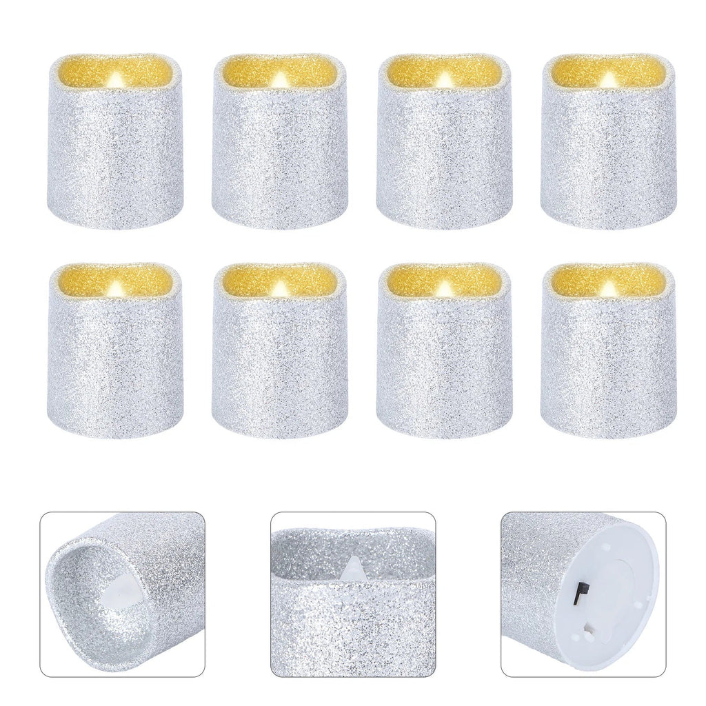 12pcs Glitter Electric Lights Flameless Led Candles For Wedding Christmas Party Home Cafe Bar Decorations Lighting
