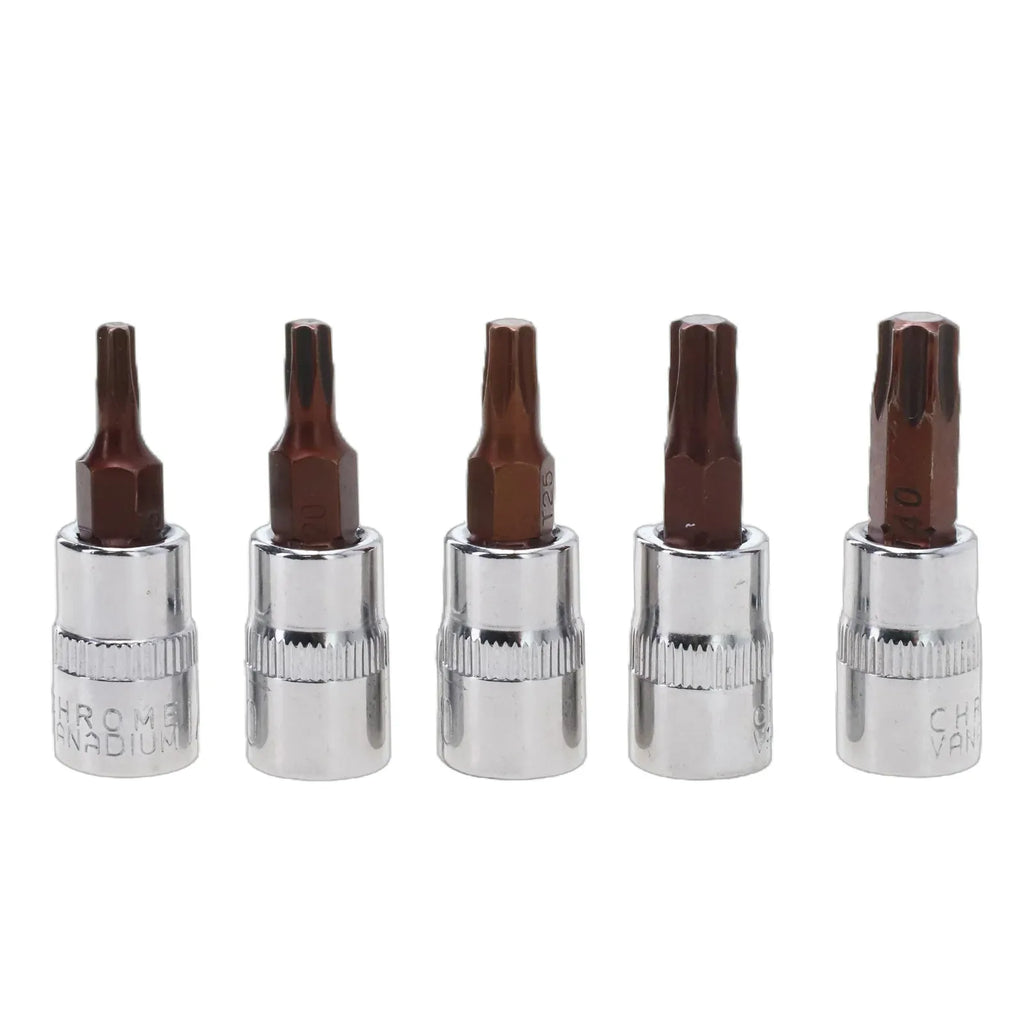 5 Pcs Torx Screwdriver Bits 1/4 Inch Drive Socket Head Tools T15 T20 T25 T30 T40 Socket Wrench Adapter Hand Tools