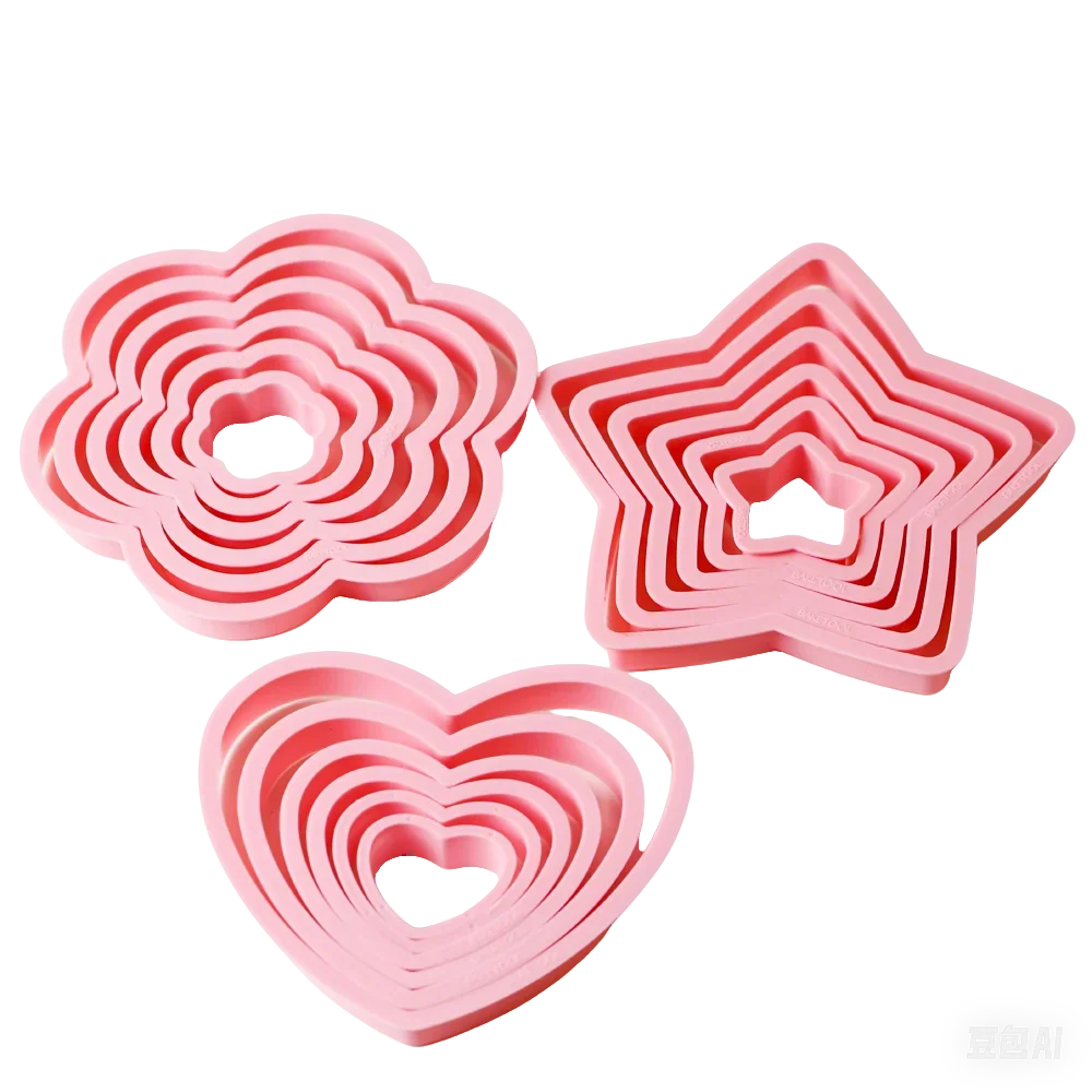 1set/3sets Pink Heart Star Flower Cookie Biscuit Cutter Stencil Molds Kitchen Baking Tools Set
