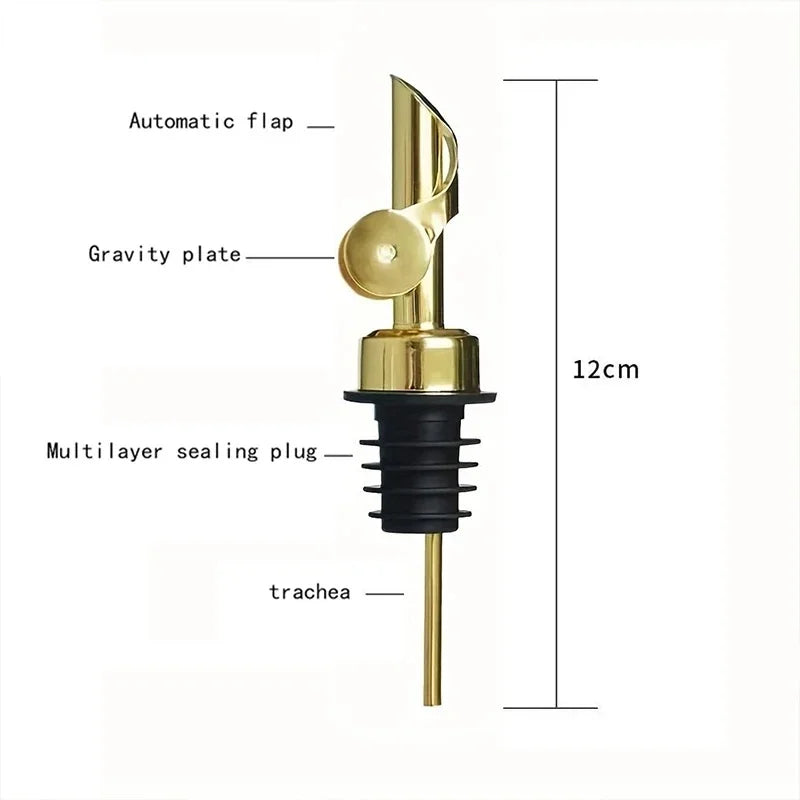 1PC Oil Bottle Stopper Cap DispenserStainless Steel Automatic Open Cap Pour Nozzle Sprayer Leak-Proof Wine Spout Kitchen Tool