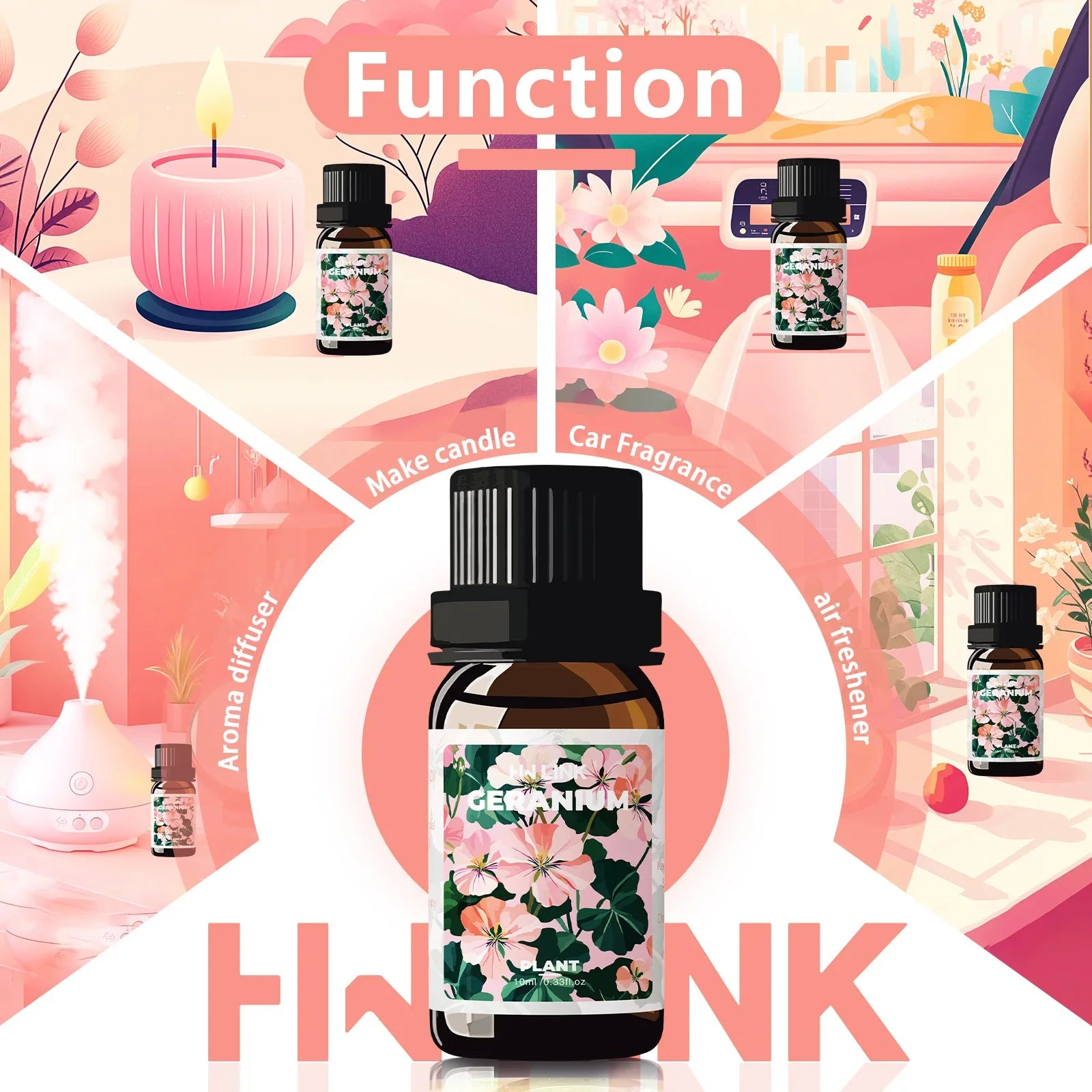 Geranium Essential Oil 10ml 100% Pure Natural for Diffuser and Aromatherapy,Candle Making  Gifts Meditation
