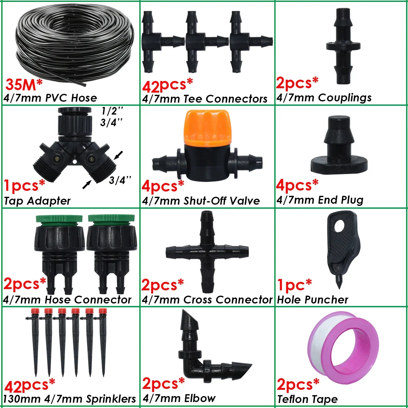 KESLA 1/4'' Hose Garden Micro Drip Irrigation Automatic Watering System Kit 13CM Sprinkler for Pot Flowers Vegetables Greenhouse