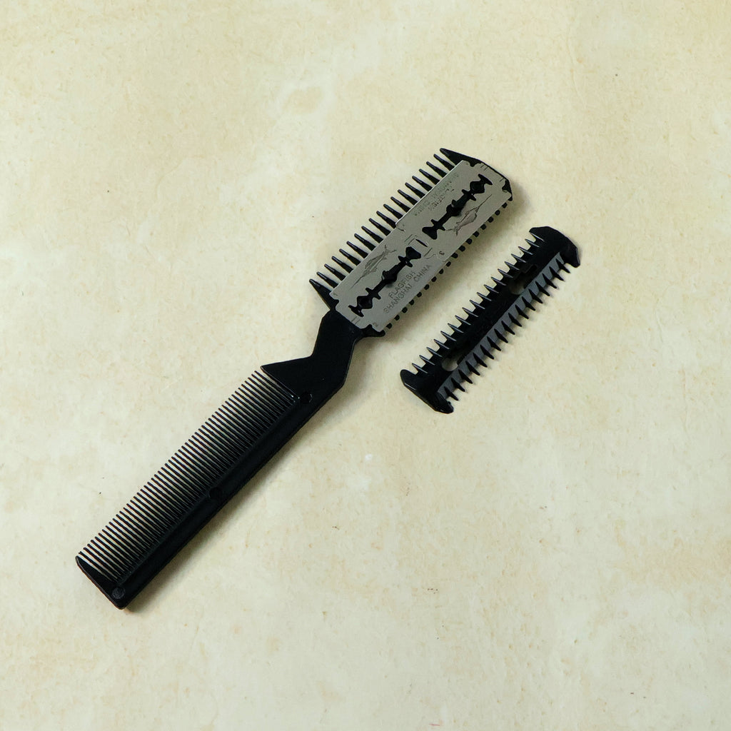 2 In 1 Double-sided Hair Cutting Comb With Razor Blade (1 Pc)