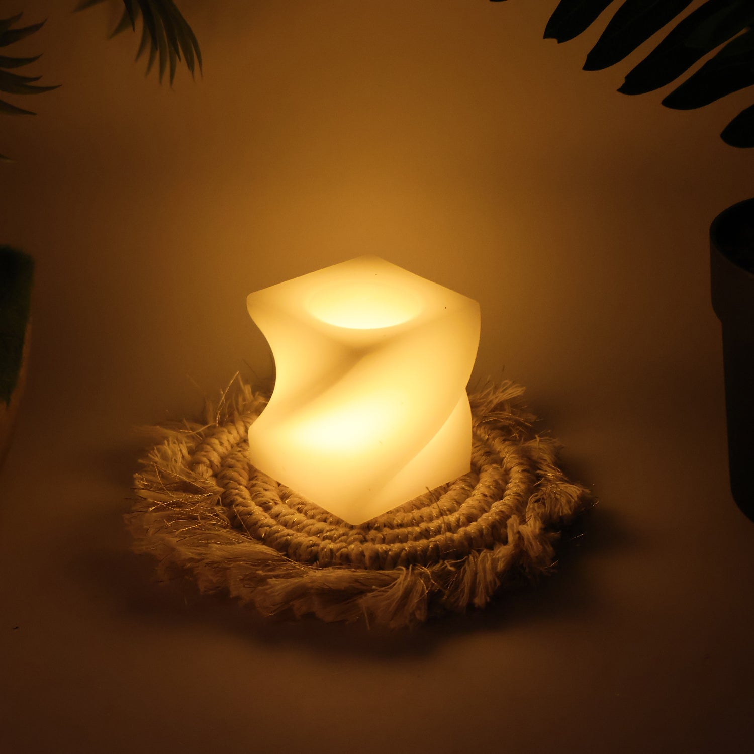 Set Of 12 Led Flameless Decorative Candles  Square Shape Tealight Lamps