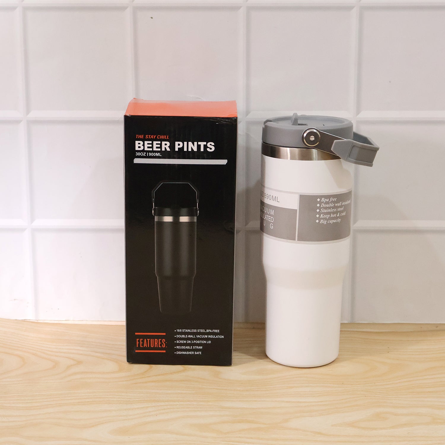 Premium Vacuum Insulated Stainless Steel Tumbler Mug (1 Pc 890 Ml)
