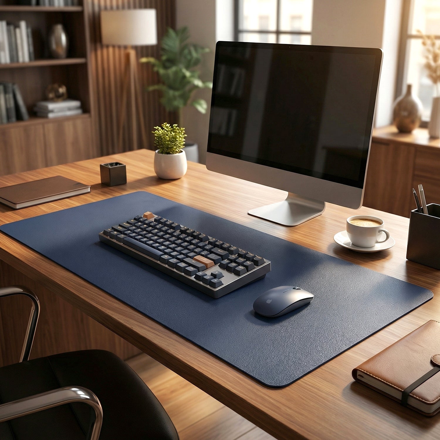 Premium Leather Finish Large Desk Mat Mouse Pad (1 Pc 90x45 Cm)