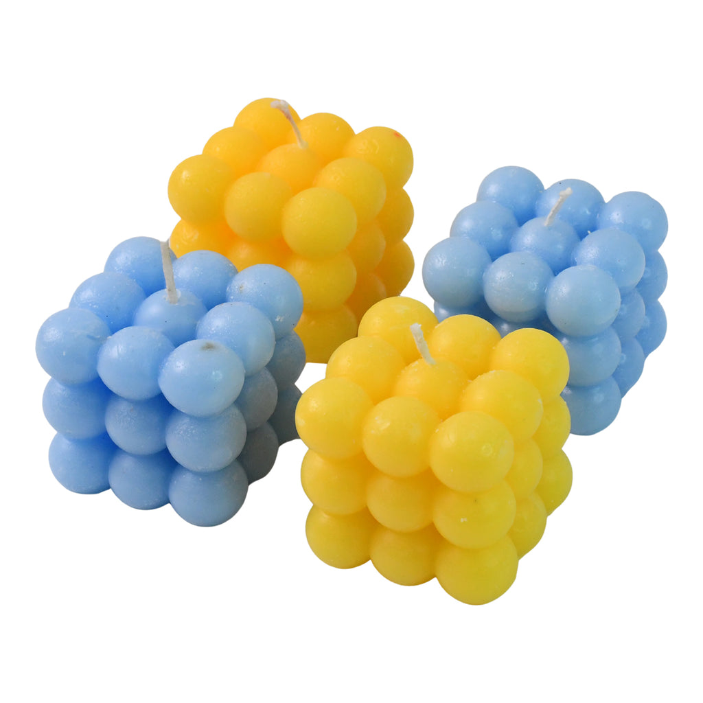 Colorful Cube Shaped Wax Candles (4 Pc)