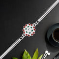 Silver Flower Design Rakhi