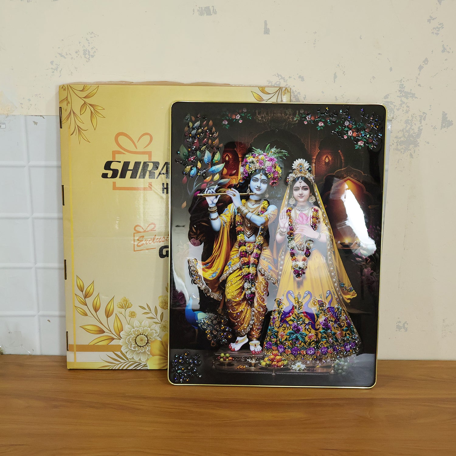 Premium Radha Krishna Decorative Wall Frame (1 Pc 60x45 Cm)