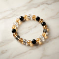 Elegant Dual-tone Crystal Beaded Stretch Bracelet (1 Pc)