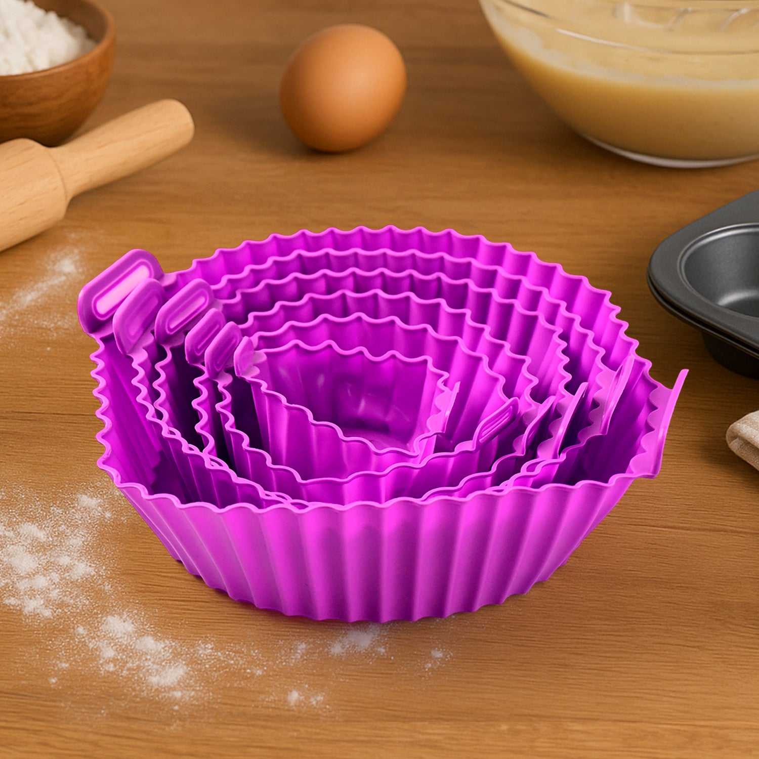 Air Fryer Reusable Silicone Pot With Handles (6 Pc Set)