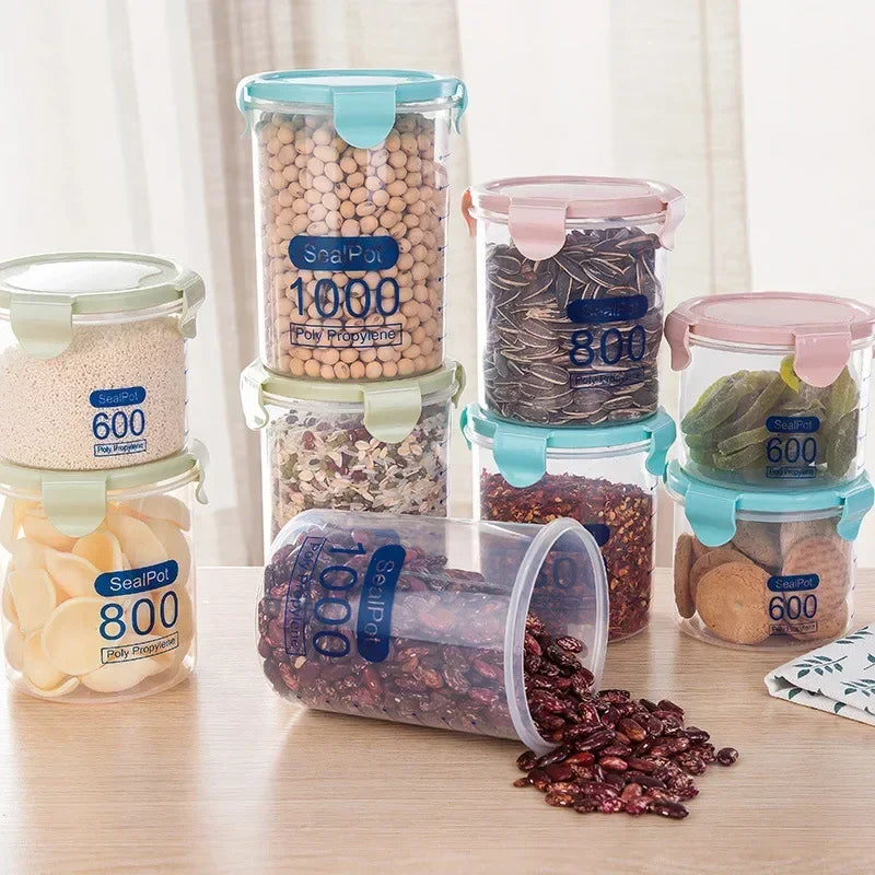 Airtight Food Storage Containers Set Plastic Pantry Organizers With Lids For Kitchen Flour Sugar Cereal Space Saving Canisters