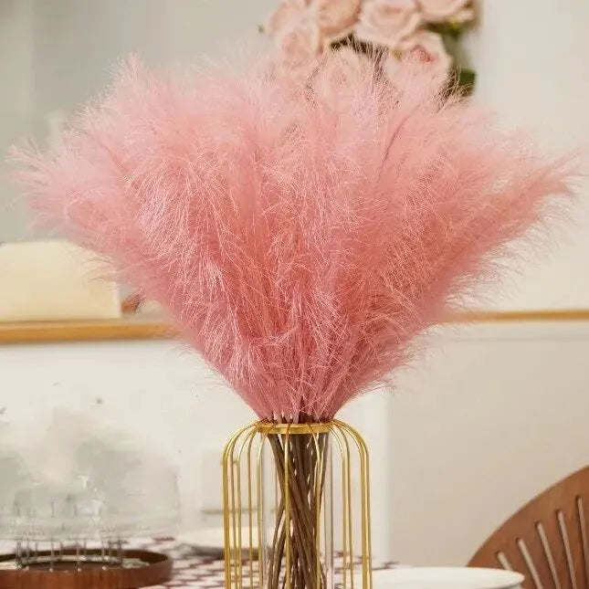 10PCS Artificial Pompous Grass Pompass Branches Fake Fluffy Stems Plants Vase Filler for Home Boho Decor Flower Arrangement