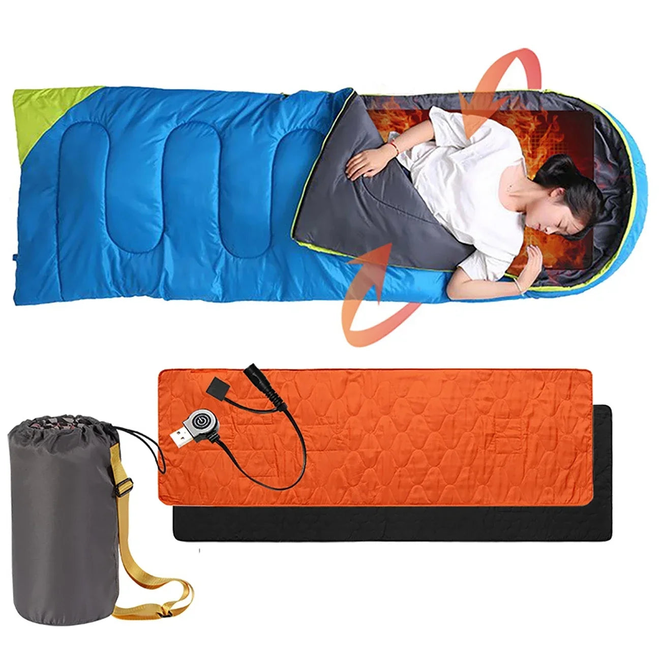 USB Heating Sleeping Mattress Thermal Mat Camping Heating Sleeping Bag Self-Heating Mattress Camping Mattress Camping Equipment