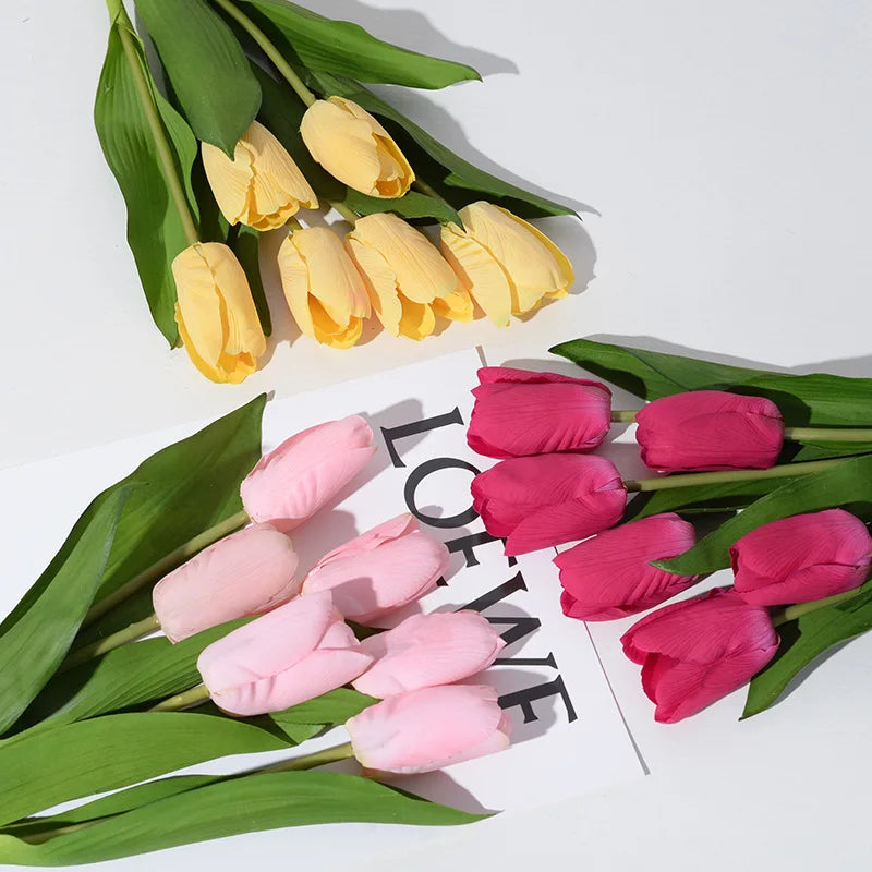 2pc 363cm High-end Hand Moisturizing Tulip Flower Flower Arrangement Bonsai Material Home Wedding Photography Props Artificial F