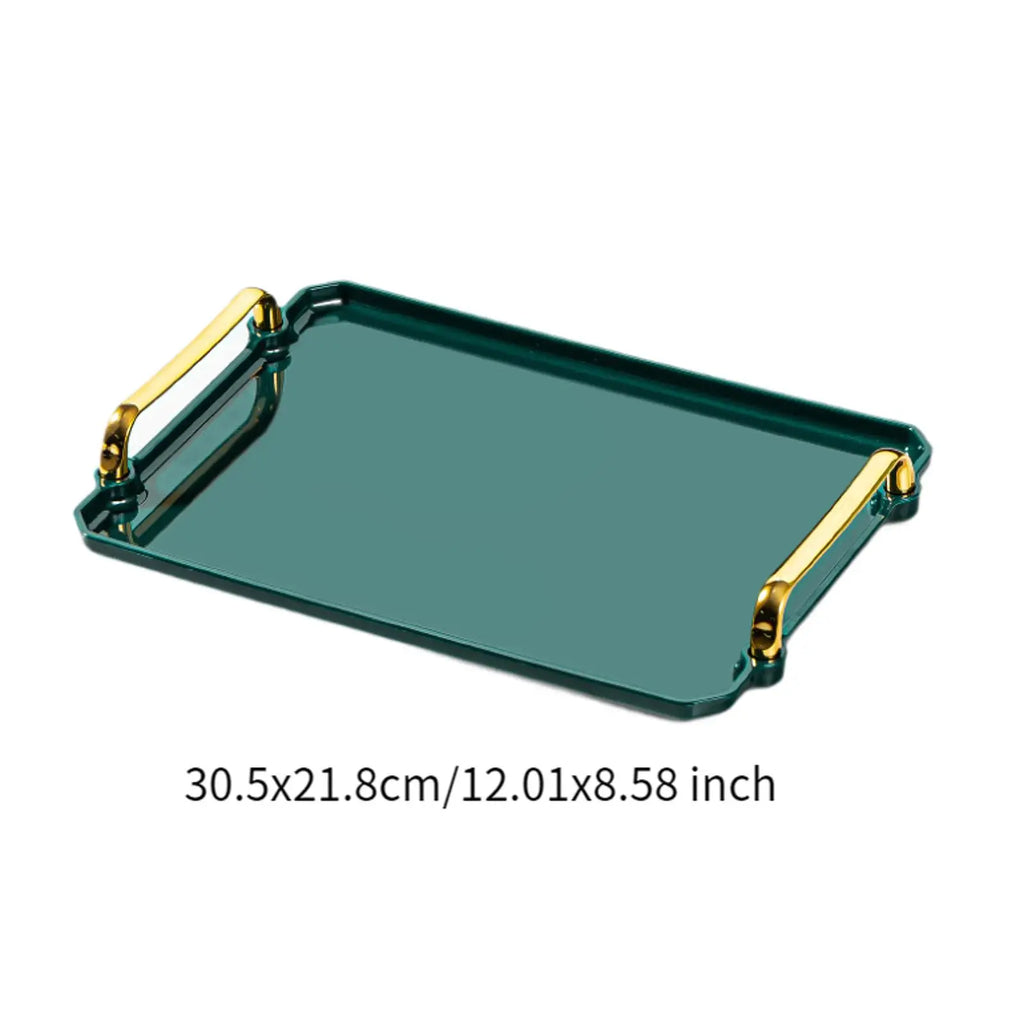 Rectangular Serving Tray with Handle Cosmetic Jewelry Dish Bathroom Decorative Tray Table Storage Organizer for Home Hotel