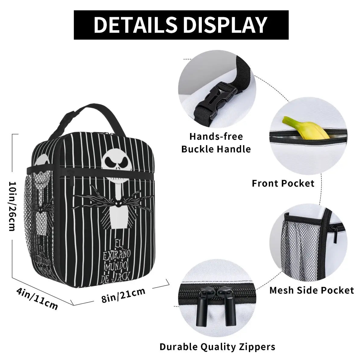 The Nightmare Before Christmas Stuff Insulated Lunch Bags Large Reusable Cooler Bag Tote Lunch Box