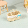 Exquisite Dollhouse Rattan Frame Basket for Miniature Display