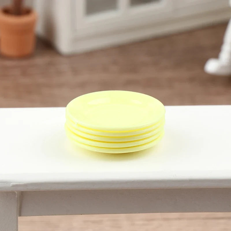 5Pcs 1/12 Dollhouse Mini Plates Dishes Model Dollhouse Simulation Kitchen Decoration Dolls House Accessories Pretend Play Toys