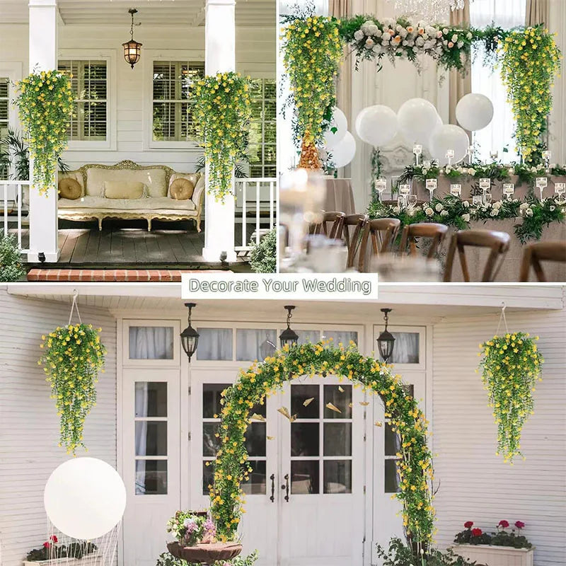 78CM Artificial Flower Eucalyptus Camellia Rattan Money Leaf Rose Wall Hanging Wedding Gardening Home Wedding Decoration