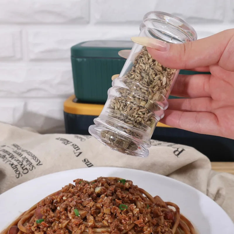 Clear Spice Jars Dispenser with Perforated Lid Salt Pepper Shaker Refillable Condiment Bottle Kitchen Seasoning Powder Container