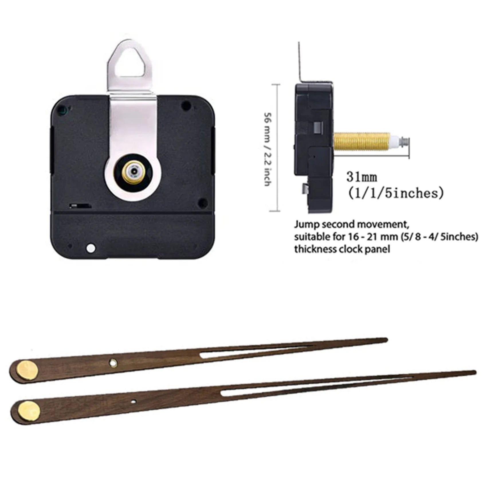 High Torque Clock Movement Mechanism Large Wall Quartz Clock Long Hands Walnut Wood DIY Repair Parts Replacement 31mm