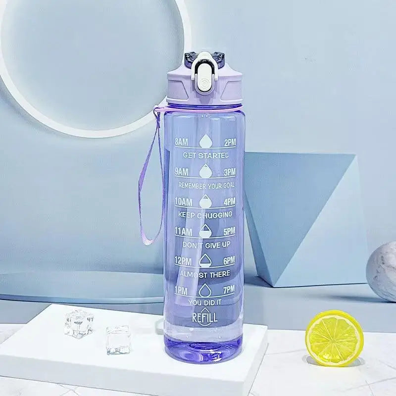 1pcsHigh-Value Large-Capacity Plastic Cup Portable Sipper for Summer Students Sports Fitness Straw Water Bottle Casual Style