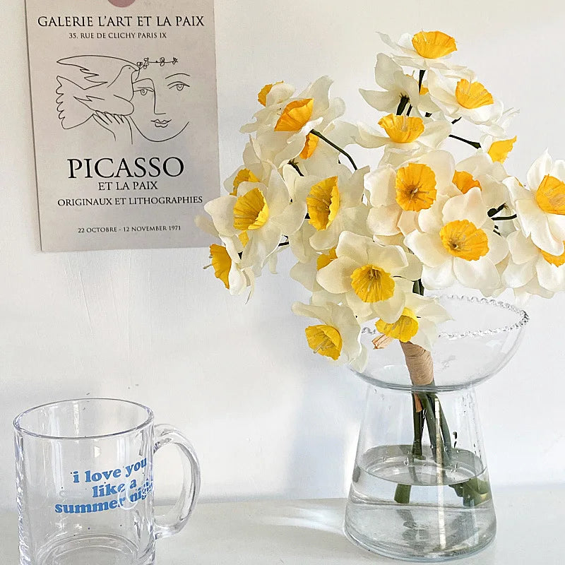 34CM Letter Narcissus Artificial Bouquet Home Dining Table Decoration Plastic Flowers Photography Props Bouquet