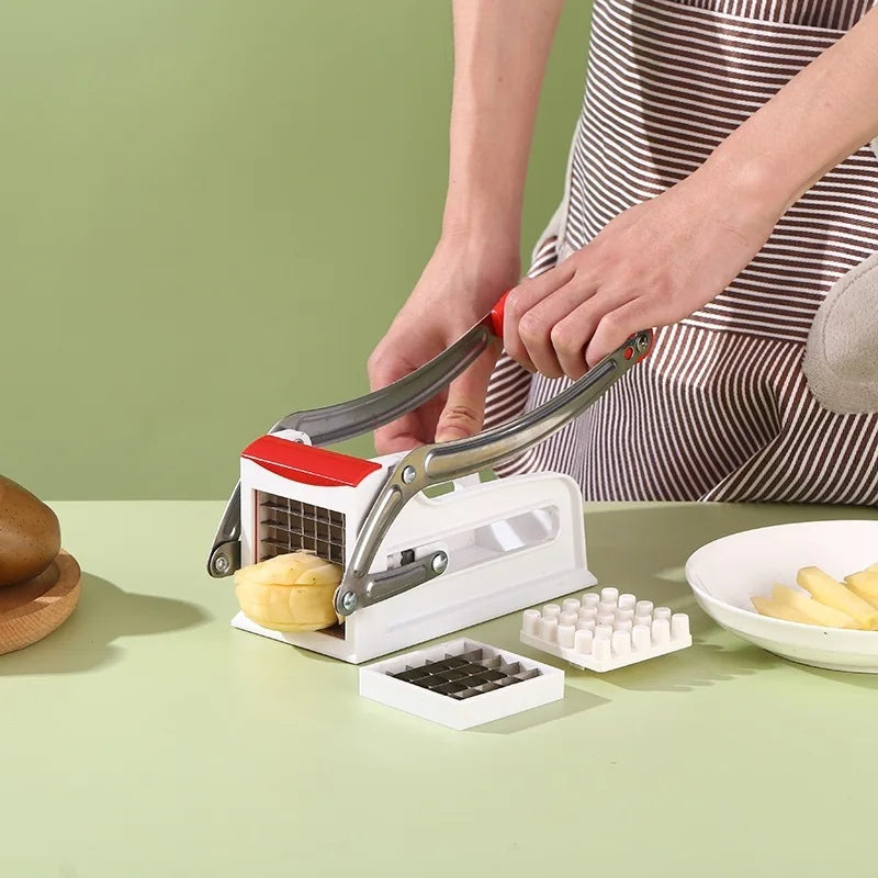 Professional Potato French Fry Cutter Machine with 2 Blades Stainless Steel Manual Vegetable Potato Slicer Kitchen Gadgets