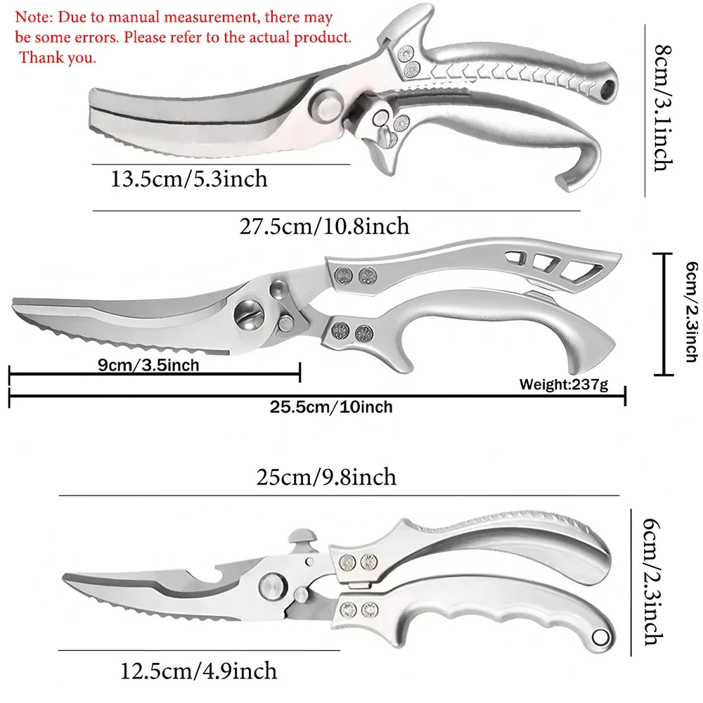 1/2/3/4PCS，Chicken Bone Kitchen Scissors Kitchen Duck Fish Cutter Stainless Steel BBQ Scissors Food Scissors Kitchen Accessories